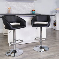 Flash Furniture CH-122070-BK-GG Contemporary Black Vinyl Adjustable Height Barstool